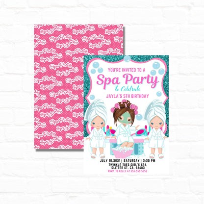 Tween Girls Spa Party Invitations| 5X7